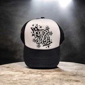 Black & White 'Race Day' Trucker Hat